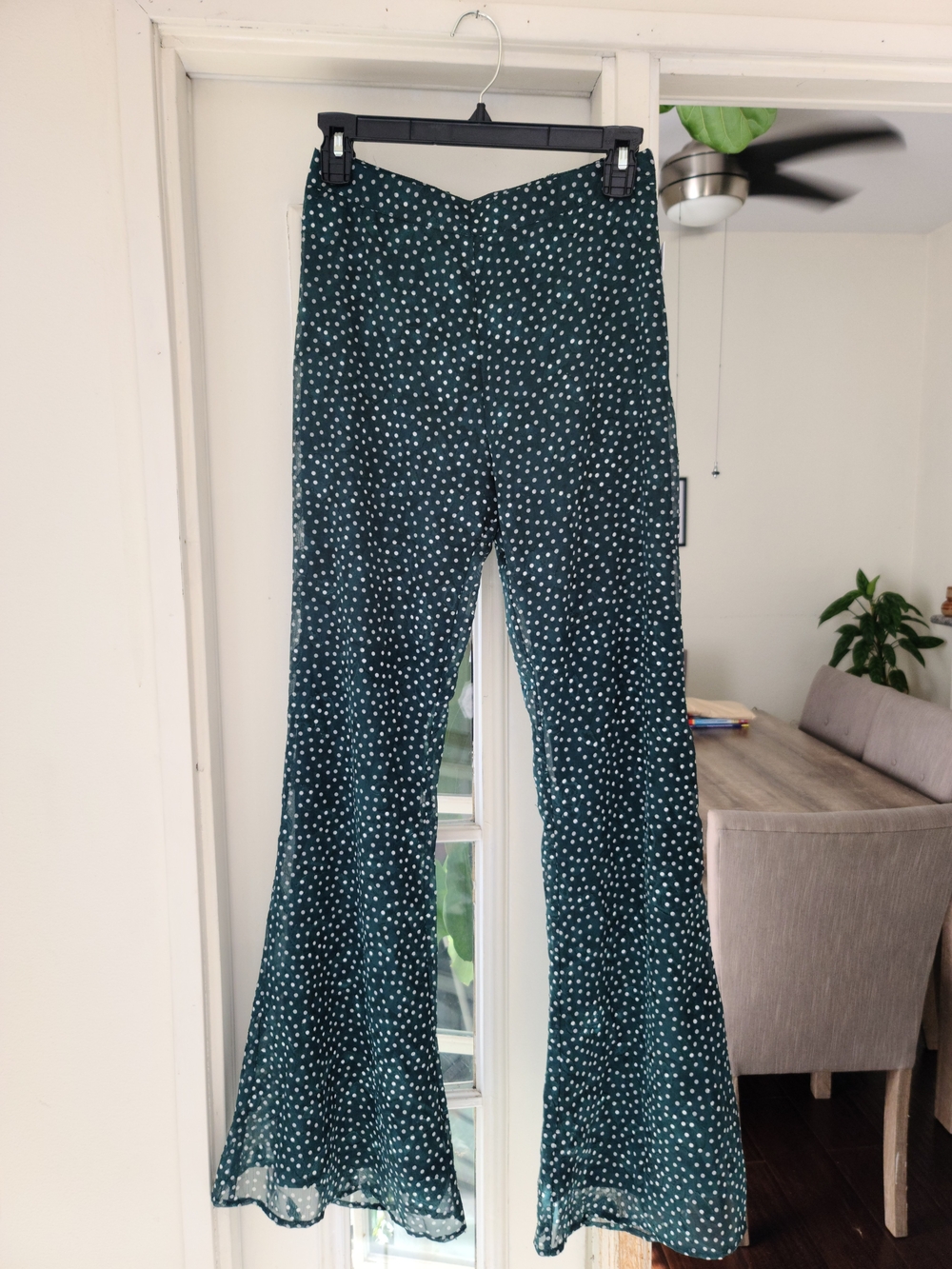 Sadie & Sage Teal Polka Dot Flared Pants